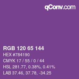 颜色代码: RGB 120 65 144 | qconv.com