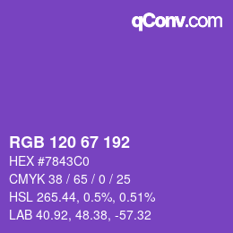 Color code: RGB 120 67 192 | qconv.com