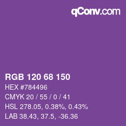 カラーコード: RGB 120 68 150 | qconv.com