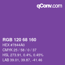 カラーコード: RGB 120 68 160 | qconv.com