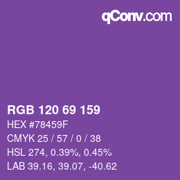 Color code: RGB 120 69 159 | qconv.com