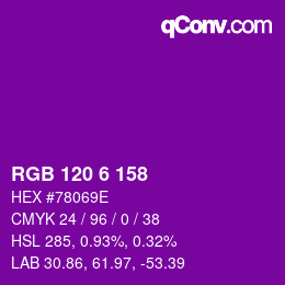 Color code: RGB 120 6 158 | qconv.com