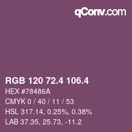 カラーコード: RGB 120 72.4 106.4 | qconv.com
