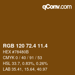 カラーコード: RGB 120 72.4 11.4 | qconv.com