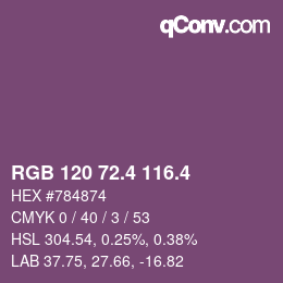 カラーコード: RGB 120 72.4 116.4 | qconv.com