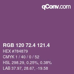 カラーコード: RGB 120 72.4 121.4 | qconv.com