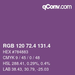カラーコード: RGB 120 72.4 131.4 | qconv.com