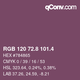 カラーコード: RGB 120 72.8 101.4 | qconv.com