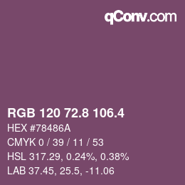 カラーコード: RGB 120 72.8 106.4 | qconv.com