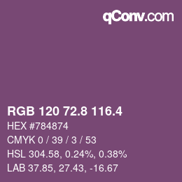 カラーコード: RGB 120 72.8 116.4 | qconv.com