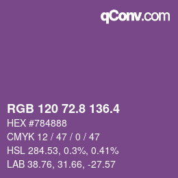 カラーコード: RGB 120 72.8 136.4 | qconv.com