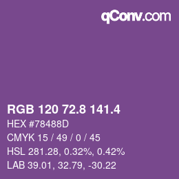 カラーコード: RGB 120 72.8 141.4 | qconv.com
