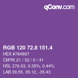 カラーコード: RGB 120 72.8 151.4 | qconv.com