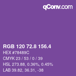 カラーコード: RGB 120 72.8 156.4 | qconv.com