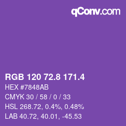 カラーコード: RGB 120 72.8 171.4 | qconv.com
