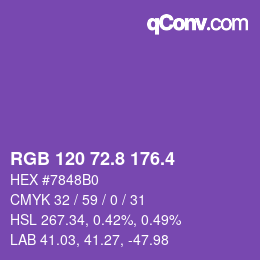 カラーコード: RGB 120 72.8 176.4 | qconv.com