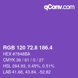 カラーコード: RGB 120 72.8 186.4 | qconv.com