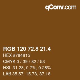 カラーコード: RGB 120 72.8 21.4 | qconv.com