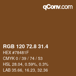 カラーコード: RGB 120 72.8 31.4 | qconv.com