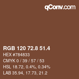 カラーコード: RGB 120 72.8 51.4 | qconv.com