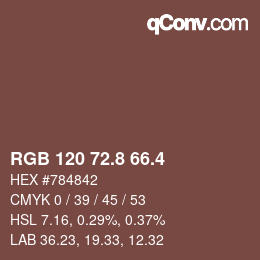 カラーコード: RGB 120 72.8 66.4 | qconv.com