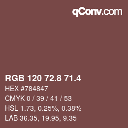 カラーコード: RGB 120 72.8 71.4 | qconv.com