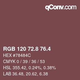 カラーコード: RGB 120 72.8 76.4 | qconv.com