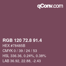 カラーコード: RGB 120 72.8 91.4 | qconv.com