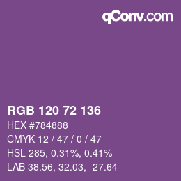 Color code: RGB 120 72 136 | qconv.com