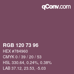 カラーコード: RGB 120 73 96 | qconv.com
