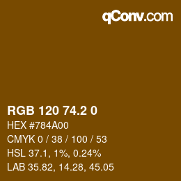 カラーコード: RGB 120 74.2 0 | qconv.com