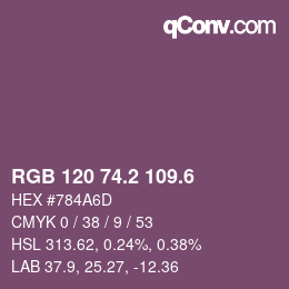 カラーコード: RGB 120 74.2 109.6 | qconv.com