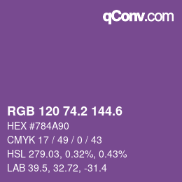 カラーコード: RGB 120 74.2 144.6 | qconv.com