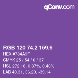 カラーコード: RGB 120 74.2 159.6 | qconv.com