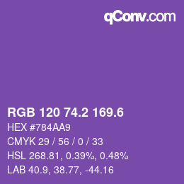 カラーコード: RGB 120 74.2 169.6 | qconv.com