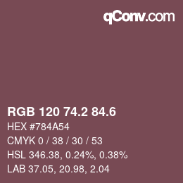 カラーコード: RGB 120 74.2 84.6 | qconv.com