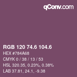 カラーコード: RGB 120 74.6 104.6 | qconv.com