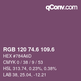 カラーコード: RGB 120 74.6 109.6 | qconv.com