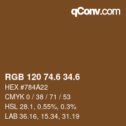 カラーコード: RGB 120 74.6 34.6 | qconv.com
