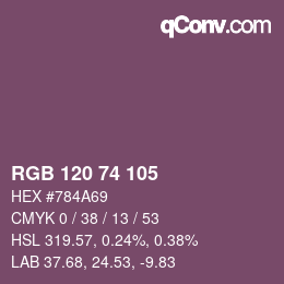 カラーコード: RGB 120 74 105 | qconv.com