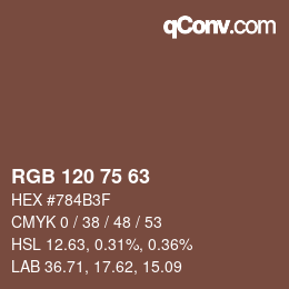 Color code: RGB 120 75 63 | qconv.com
