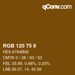 颜色代码: RGB 120 75 8 | qconv.com