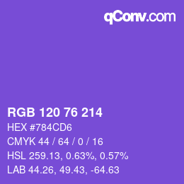 カラーコード: RGB 120 76 214 | qconv.com
