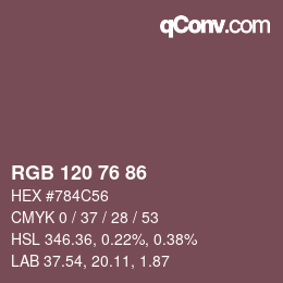 Color code: RGB 120 76 86 | qconv.com