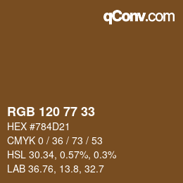 Color code: RGB 120 77 33 | qconv.com