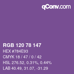 Color code: RGB 120 78 147 | qconv.com