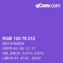 カラーコード: RGB 120 78 212 | qconv.com