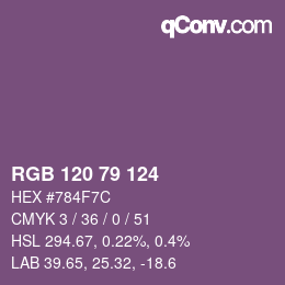 カラーコード: RGB 120 79 124 | qconv.com