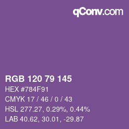 Farbcode: RGB 120 79 145 | qconv.com