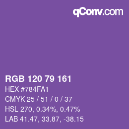 颜色代码: RGB 120 79 161 | qconv.com